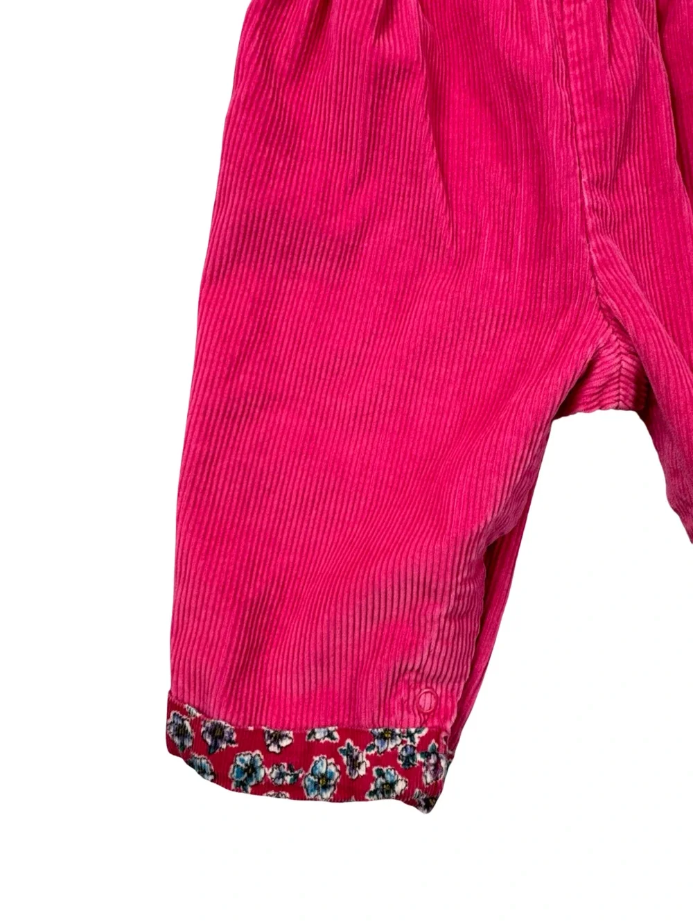 OshKosh B'gosh Vestbak Pink Corduroy Bubble Overalls Floral Bow Vintage